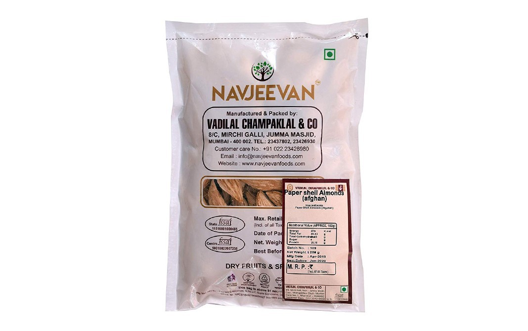 Navjeevan Paper Shell Almonds (afghan)    Pack  250 grams